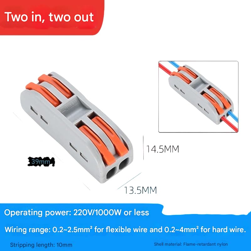 Image of Nyamah Sales Wire Clip Connector, Universal Connection Terminals, Circuit Inline Splices Electric Connectors, Quick Connect & Freely Assemble Electrical Splicing Kit for Compact (2 In 2 Out, 12)