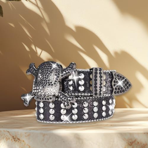 Blingbling Waist Belt Studded Skull for Street Dance Jean Belt Livehouse Punk Waist Chain Stunning Rhinestones3