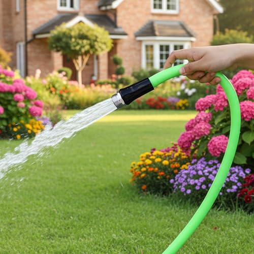UNCO- Hybrid Polymer Leader Garden Hose, 5/8" ID x 6 FT, Green, Kink Resistant, 3/4" GHT Aluminum Fittings, Drinking Water Safe, Reel Connecting Hose