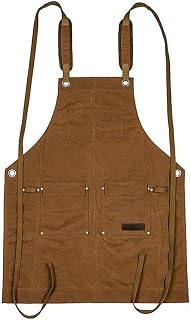 SLEDEZ Delantales De Trabajo Para Hombres Y Mujeres Delantal de lona for herramientas con múltiples bolsillos, estilo retro, resistente al desgaste y engrosado