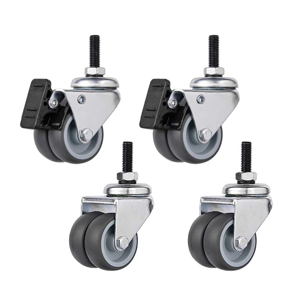 Roulettes pivotantes anti rayure pour meuble lourd roue caoutchouc 50 mm filetée avec frein M10