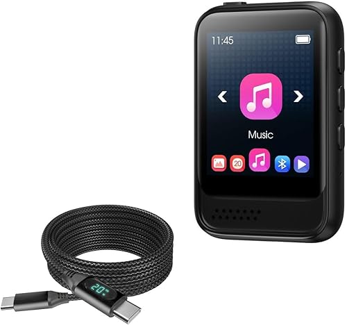 BoxWave Cable compatible con JOLIKE D22, cable PowerDisplay PD (6 pies), USB-C a USB-C (100 W), pantalla LED, cable de nailon trenzado PD de 6 pies,