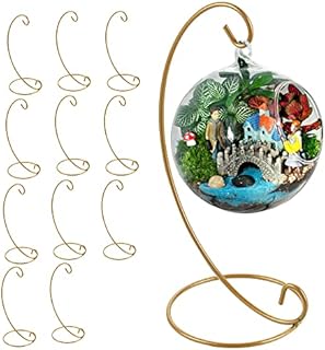 EMAGEREN 12 Pcs Ornament Display Stand Iron Hanging Hook Holder Glass Ball Ornament Holder Stand Home Wedding Decoration Rack for Hanging Globe Air Plant Terrarium Plant Witch Ball Christmas Ornament