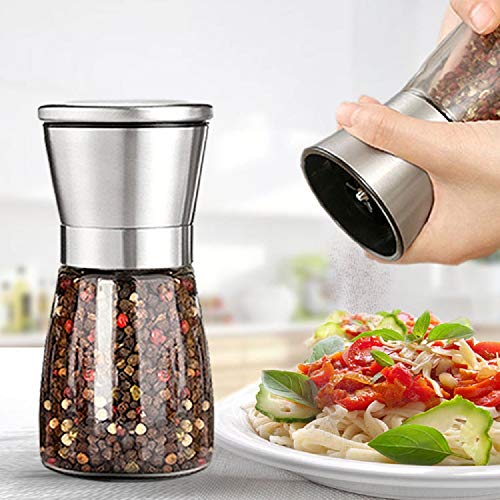 Salt And Pepper Grinder - Premium Brushed Stainless Steel Salt And Pepper Mill Salt And Pepper Shakers With Adjustable Coarseness, Refillable Salt & Pepper Mill Salt & Pepper Shakers (Set Of 1) #TOP1