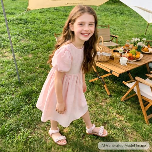 Image of Felix & Flora Toddler Girl Sandals -Flower Girl Dress Shoes Open Toe Little Kid Flats