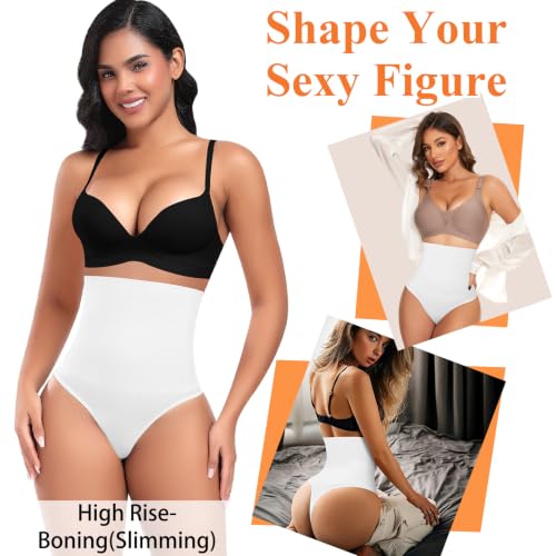 Image of Werena Tummy Control Thong Shapewear for Women High Waisted Body Shaper Panties Shaping Thong Girdle Underwear