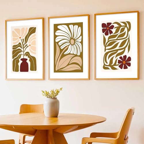 Image of HOTHOUSE Boho Art Home Decoration Painting | Paintings With Frame For Living Room Bed Room Hotel Wall Decor Digital Reprint Set of 3 (19X25 inch)