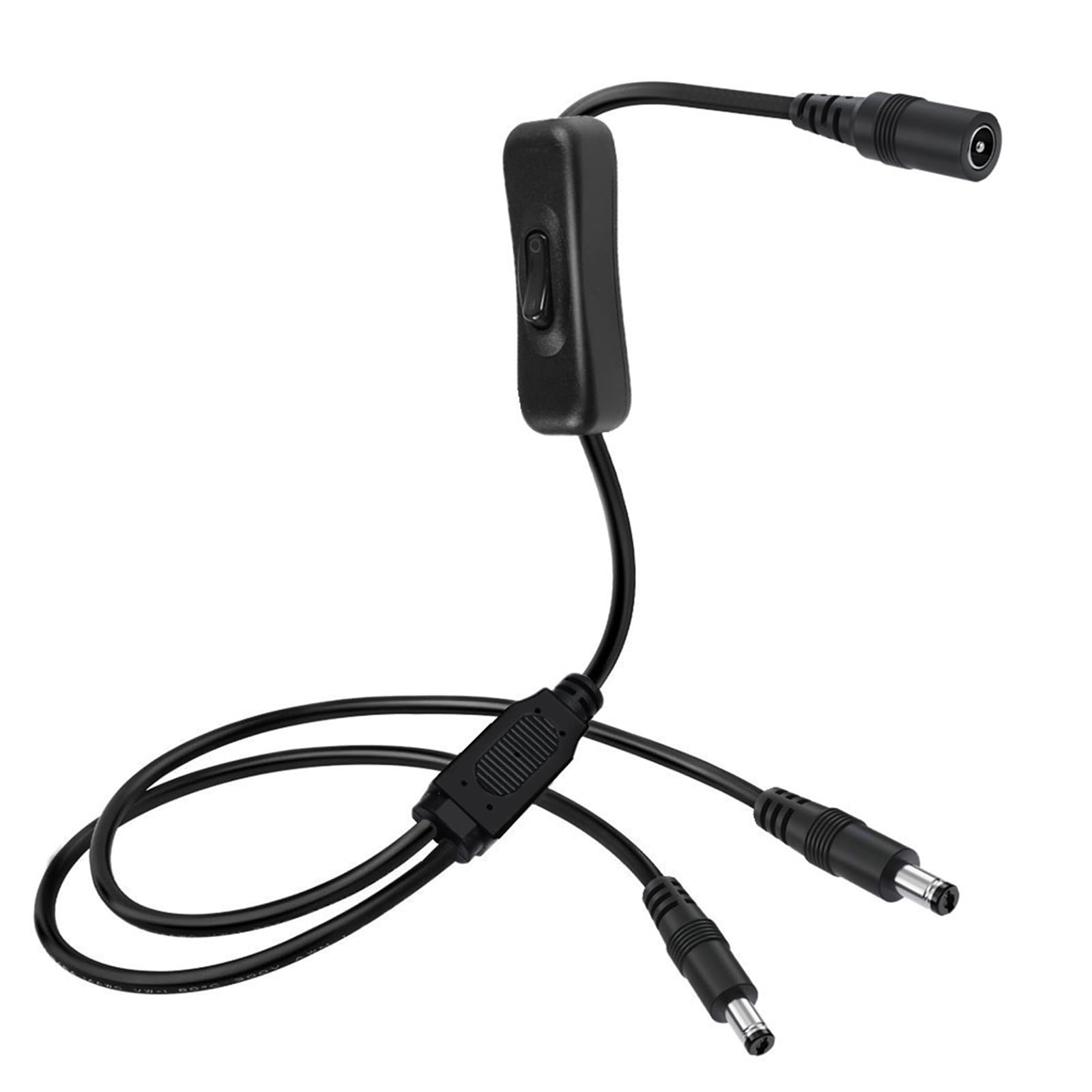 Wwhjr Women's Black Y Shape Power Cable 1 To 2 Male Dc5521/Dc5525 Connectors Cord Extension Wire For Routers Camera Switch Power Cord Switch Power Cord