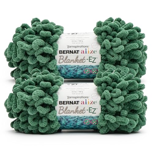 Bernat Alize Blanket Hedge Green Yarn - 2 Pack of 180g/6.4 oz - 100% Polyester - #7 Jumbo - 18 Yards - Chunky Yarn for Hand Knitting/Crochet