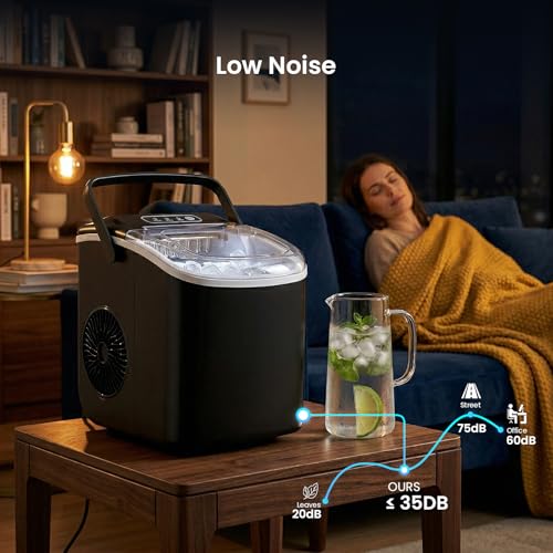 Image of Antarctic Star Ice Makers Countertop with Auto-Cleaning, 9 Bullet Ice Cubes in 6 Mins, 26lbs /Day, Portable Ice Machine with Handle, Basket and Scoop for Home, Kitchen, Office, Party