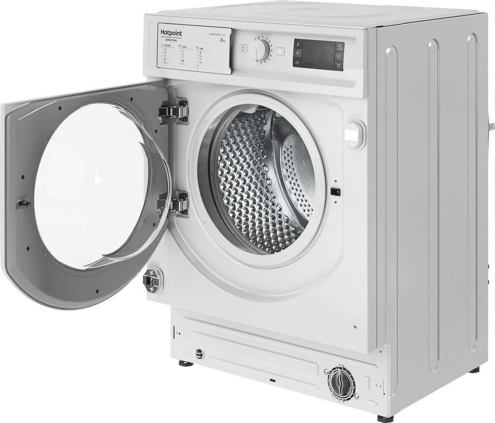 Hotpoint - BIWMHG81485EU Lave-linge Hublot Encastrable - Capacité 8kg - Chargement Frontal, 1400 tr/min - Programme Anti-tache 100, Départ Différé 1-24h - Classe Énergétique B - Blanc