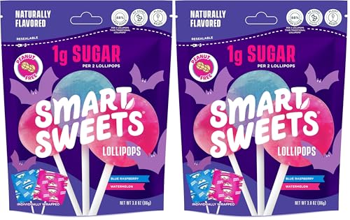 SmartSweets Halloween Lollipops | 3 oz (12 Lolli per pack) | Low Sugar and Calorie Gummy Candy | Healthy Snacks for Kids, Gluten Free, Plant Based, School Safe Snacks (Pack of 2)