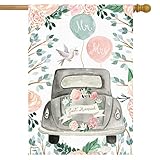 Just Married Floral House Flag Wedding Day Mr. & Mrs. 28' x 40' Briarwood Lane