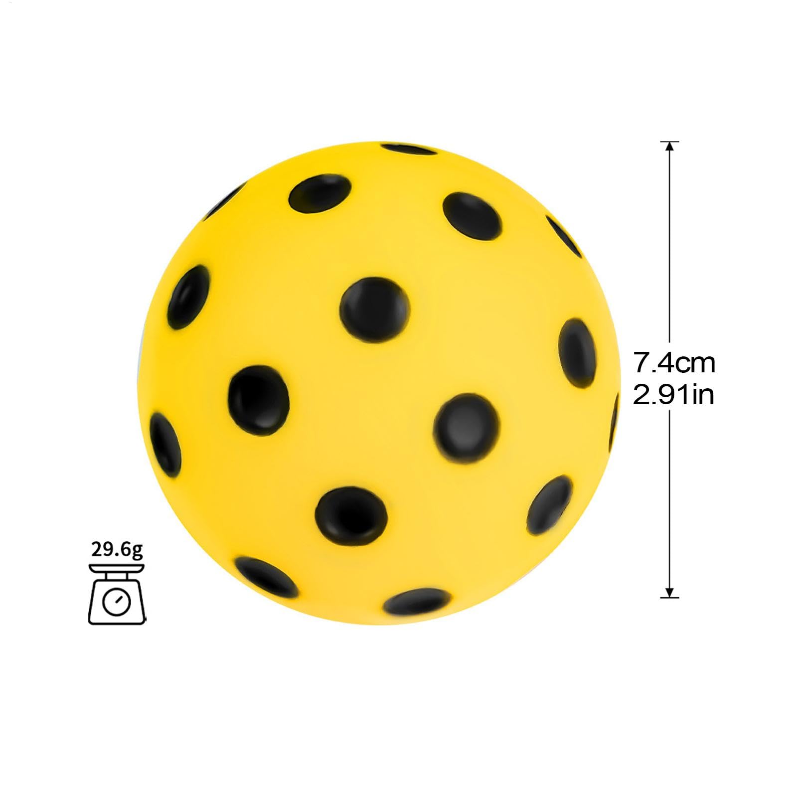 Set di 3 palline da pickleball silenziose in schiuma, silenziose, per esercitarsi, 74 mm, per riscaldarsi, silenziose e silenziose