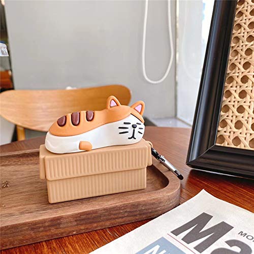 Ur Sunshine Super Cute Lying On Box Sleeping Yellow Cat Earphone Case For Airpods Pro, Kawaii Peaceful Kitty Soft Silicone Gel Earbud Cover Case Compatible With Airpods Pro +Hook #TOP2