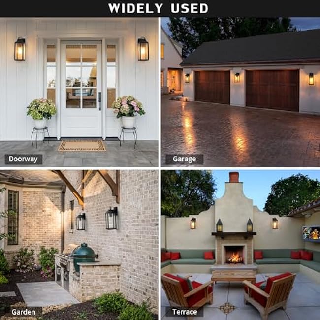 Outdooor Wall Light Fixture 12.63 Exterior Wall Lantern Lighting Black Industrial Sconce BD059-1-BK