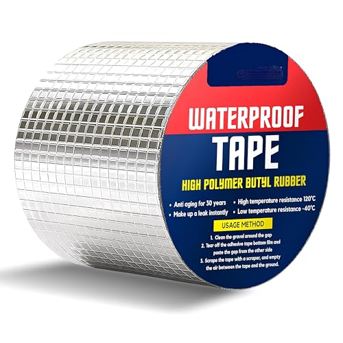 Image of KBZONE Super Strong Adhesive Waterproof Tape Permanent Repair Roof Water Leakage Solution Rubber Foil Suitable For Roof Leak, Surface Crack, Window Sill Gap, Boat Sealing, Tank Leak (10Cm*5M)