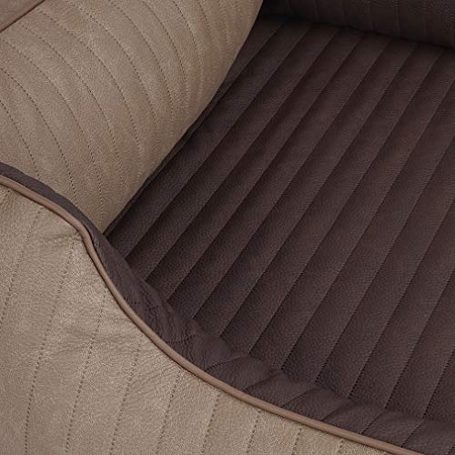 Knuffelwuff Orthopädisches Hundebett Outlander aus Laser-gestepptem Kunstleder XXL 120 x 85cm Natur/Braun - Abnehmbarer Bezug - leicht zu reinigen - für große, mittelgroße und kleine Hunde