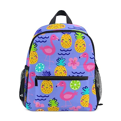 Sac à dos mignon pour enfant en maternelle motif ananas et flamant rose A965