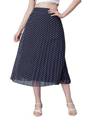 Image of NUEVOSDAMAS Floral Printed Pleated Navy /Multi Skirt