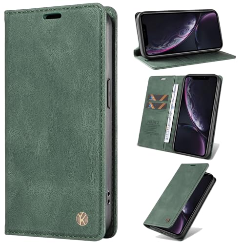 Jiajihua Cover Compatible with Samsung Galaxy J1 (2016) J120,Compatible with Samsung Galaxy J1 (2016) J120 Card Slot Magnetic Closure Flip Stand Wallet Phone Case Green