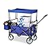 Produktbild Relaxdays Bollerwagen faltbar, Sonnendach, Handwagen, 360 ° drehbar, extra Taschen, HTB: ca. 55 x 83 x 51,5 cm, blau