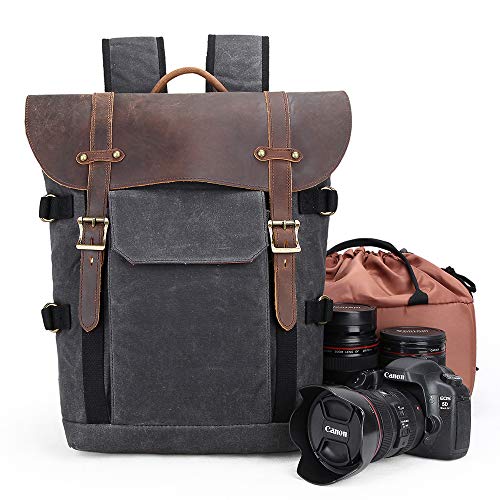 Preisvergleich Produktbild Kamerarucksack, Canvas, SLR, DSLR-Kameratasche, große Kapazität, vorne offen, wasserdicht, stoßfest, Kamerarucksack, Kamera-Reisetasche, professioneller Kamera-Objektiv-Organizer, schwarz