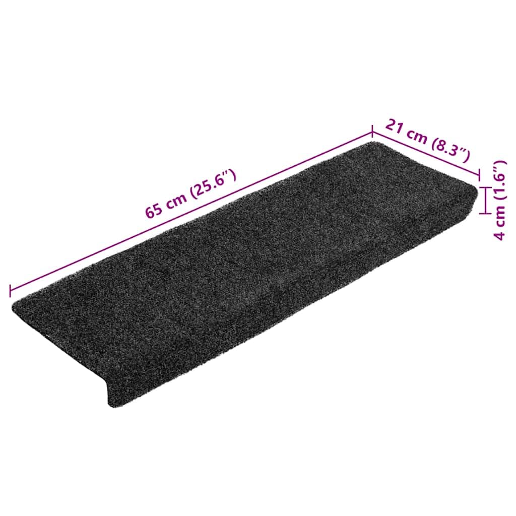 Tapis d'escalier Autocollants, 20 pièces, 65 x 21 x 4 cm, Gris, Bord rectangulaire Marchettes d'escalier, Moquette Escalier de sécurité d'intérieur Antidérapant pour Aînés