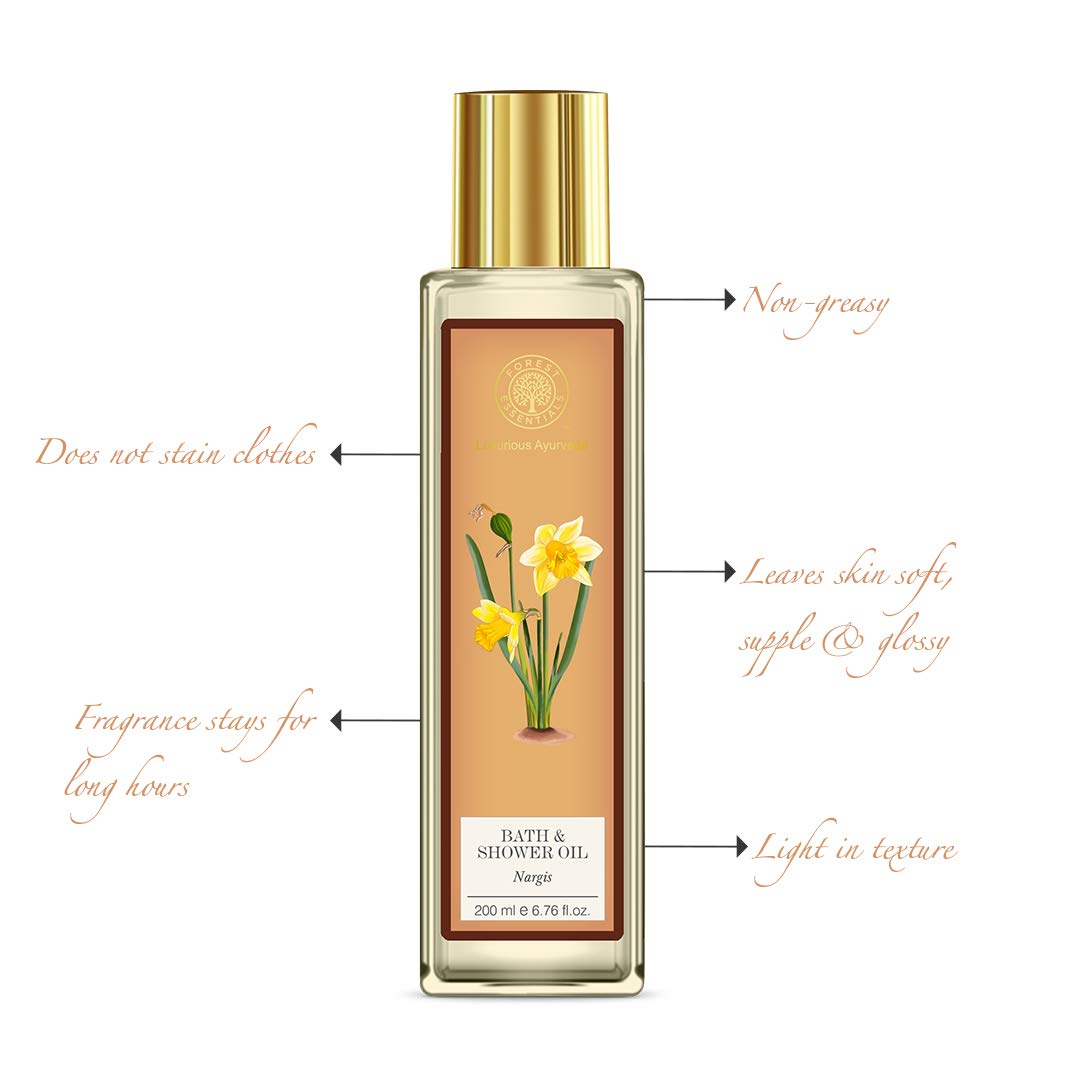 Forest Essentials Nargis Huile hydratante pour bain et douche 200 ml