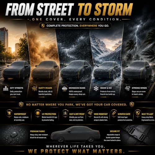 Image of Back-Boo Heavy Waterproof XUV 3XO Car Cover | Polyester Car Body Covers for Rain & Sun | UV Protection, Dustproof, Scratch Resistant, Windproof, Heat Resistant, Custom Fit - (Grey)