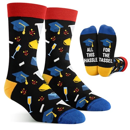 Best Gifts for Male College Students - Unique & Funny Graduation Present for College Men, Perfect 2025 Master's Graduation Gift, Socks Ideal for Adult Graduates, Congratulatory Grad Gifts for Him