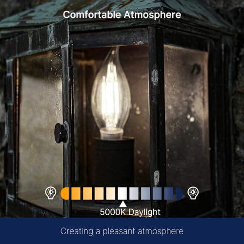 Image of FLSNT LED Candelabra Light Bulbs, CA11 E12 Chandelier LED Light Bulbs 100W Equivalent, 5000K Daylight, 800LM, 5.5W, CRI 82+, AC 120V, 12 Pack, Dimmable UL,CA65 Listed.