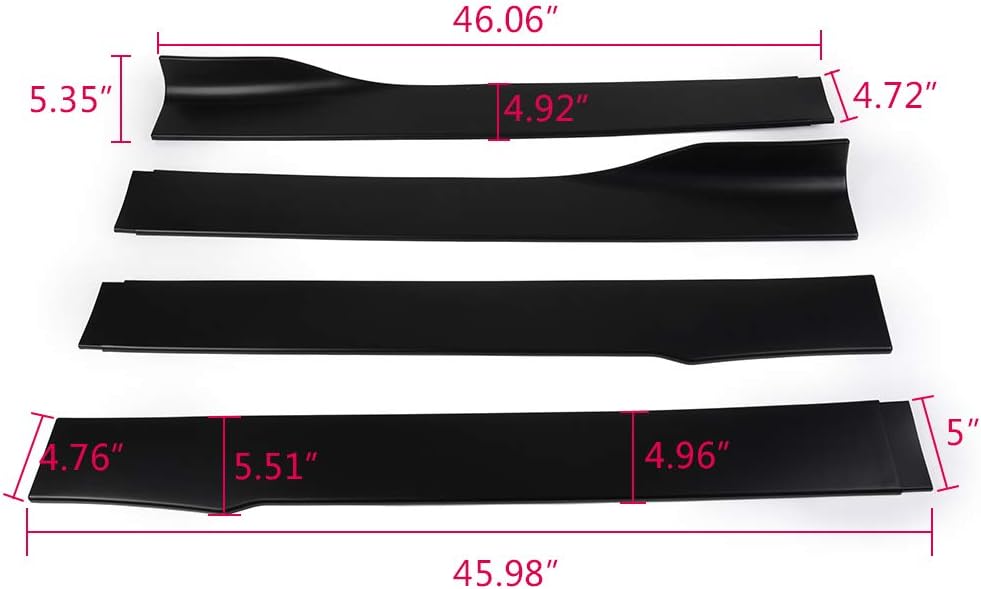 PIT66 Universal Car Rocker Panel Extension Lower Side Skirts (Double-Sided Tape NOT Included), Black 4Pack Body Side Skirt Splitter Kit