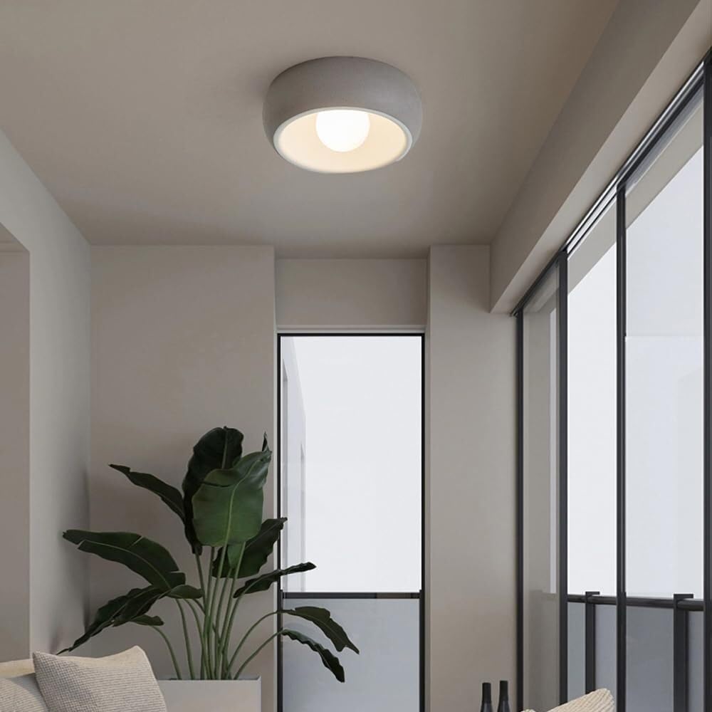 Okrągła Lampy Sufitowa Do Montażu Podtynkowego, Nowoczesna Prosta Szklana Lampy Sufitowa 3 Kolory Przyciemniane Oświetlenie Sufitowe Do Kuchni Salon Kawiarni(Gray)