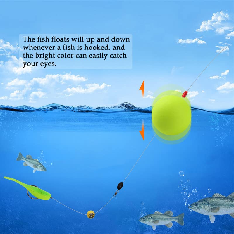 Dovesun Soft Rubber Fishing Beads+20pcs Slip Fishing Bobber Fishing Float