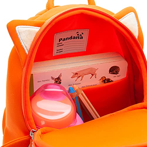 Pandana Kinderrucksack Felix Fuchs mit Brustgurt für Jungen und Mädchen ab 2 Jahren für Kindergarten, Kita und Freizeit aus isolierendem atmungsaktiven Neopren