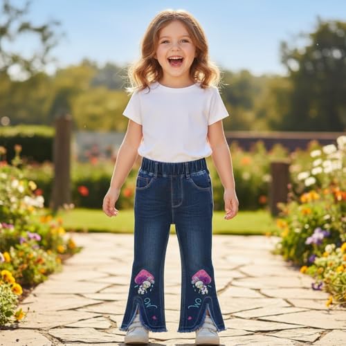 Image of Peacolate 18M-7T Toddler Big Girls Pants Clothing Set 2pcs Cotton top and Jeans