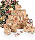 🎄【Geschenke voller Überraschungen】24 Adventskalender schachteln schöner , perfekt zum Befüllen Sie können das Spielzeug, Weihnachtsgeschenk, Süßigkeiten, Kekse oder Schokolade in jede Box legen, Praktische Adventskalenderboxen, Ausgezeichnet als Geschenkboxen für Weihnachten, Gastgeschenke, Adventskalender.