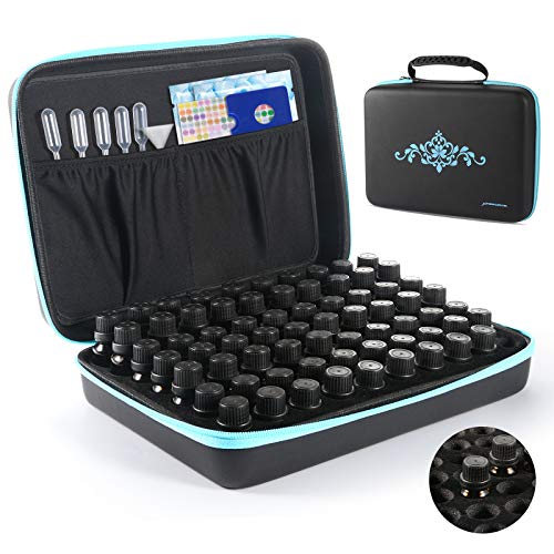Aufbewahrung von ätherischen Ölen für 70 Flaschen, 192 Etiketten, 4 x Trichter, 10 x Pipetten, 1x Roller-Flaschenöffner, 5 ml, 10 ml, 15 ml, 20 ml Roller-Flaschen, Transport-Box für ätherische Öle