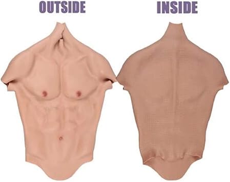 XSWL Male Silicon Chest Realistic Silicone Male Chest Half Body Suit for Cosplay Makeup Halloween Props Fake Muscle Male Shaper Stronger