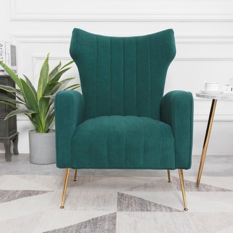Image of Lakdi The Furniture Co Lounge Chair | Upholstered Velvet Accent Chair for Living Room & Home | Indoor & Outdoor Relaxation | Modern Durable Design | 5 Years Warranty | Free Assembly