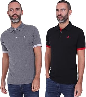 Polo Shirt for Men Short Sleeve 1 or 2 Pack Mens Polo Shirts Multipack T-Shirt Golf Polo Shirts for Men UK White Grey Navy