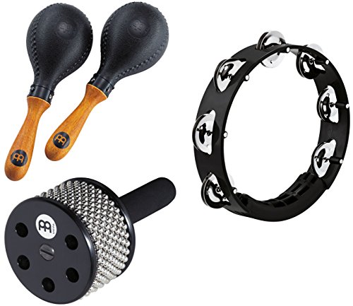 Meinl Percussion Meinl Percusssion PP-9, Cabasa and Tambourine Pack, Maraca Bundle