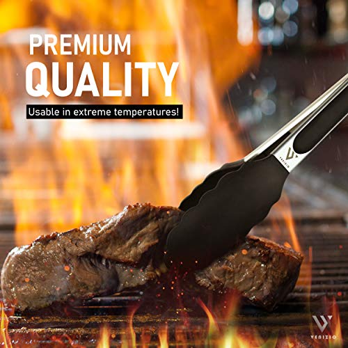 VENIZIO Premium Kitchen Tongs - 23cm / 9 Inch Kitchen Silicone Tip, Plastic Cooking Tongs, Dishwasher Safe Food BBQ Tongs for Meat, Frying, Salad and Serving Tongs - Image 8