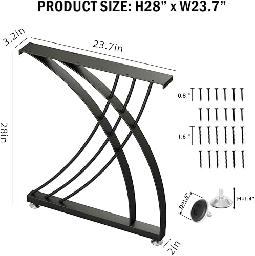 Miniatura 9 de Patas de mesa de centro de 16 pulgadas, patas de escritorio de metal en forma de diamante, color negro, base de silla de banco moderna industrial,