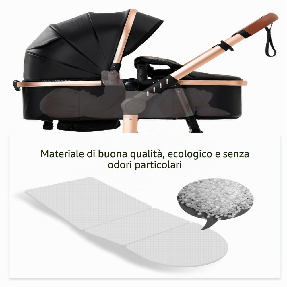 Trio Passeggino Pieghevole, Altezza Regolabile, Vista Panoramica, Bianco | Design innovativo, solido e sicuro. Include borsa mamma e marsupio inclusi nel set