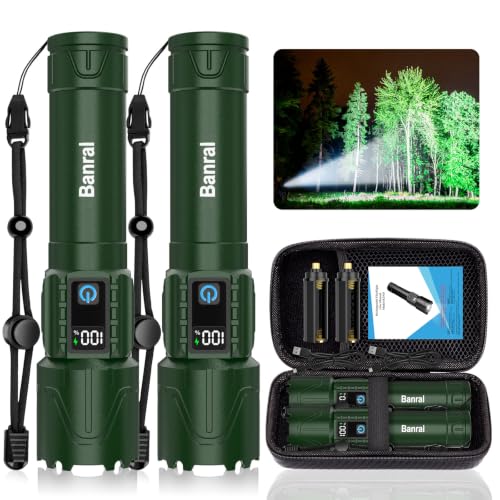 Image of Tactical Flashlight Super Bright High Lumens Rechargeable LED Flash Light | 5000ft Beam, 5000mah, 20H Long Lasting, USB C Charging, Zoomable 5 Modes, Waterproof for Camping Hiking Emergency Men Gift