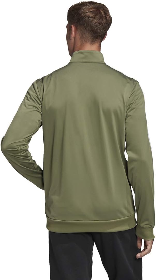 adidas Men's Essentials 3-Stripes Tricot Track Jacket Small Legacy Green/White