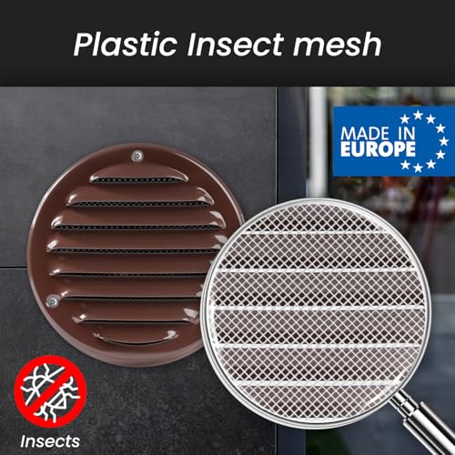 Image of Repa Market 4 Inch (Opening) Brown Air Vent Cover, Galvanized Steel Louver Air Vent Covers w /Mesh, Wall Ceiling Vent, Dryer Vent Cover, HVAC Register Vent Cover, Shed Vent, Ac Vent Cover