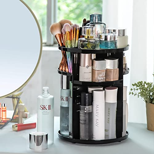 Bathroom Organizer, Rotating Makeup Organizer 360° Bathroom Organizer Countertop, Diy Adjustable Rotating Makeup Organizer, Vanity Organizer And Bathroom Shelves For Desktop Bathroom Countertop Black #TOP5